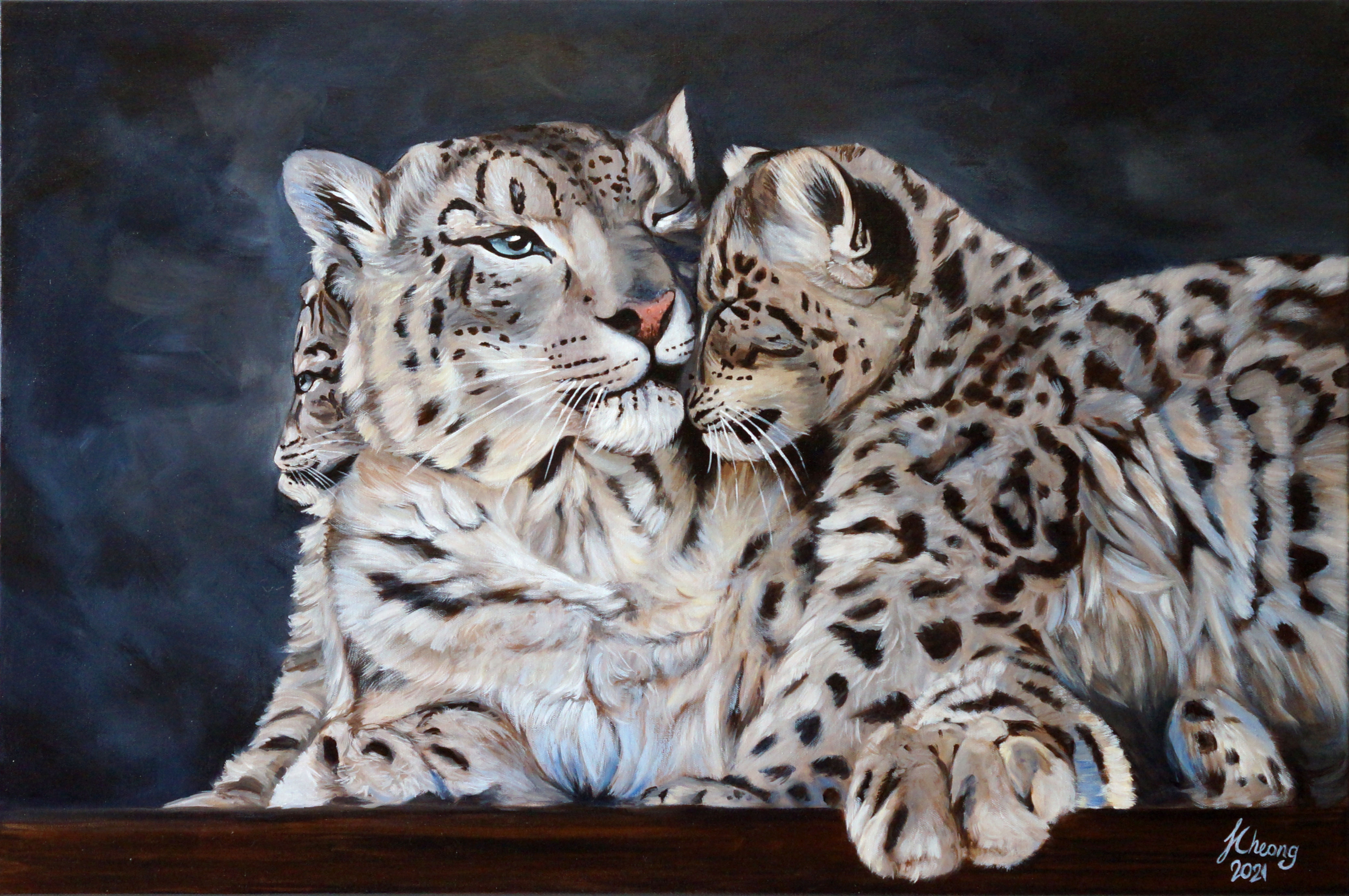 jaguar, animal, Mother, Acrylic on canvas, painting, Jillian Cheong